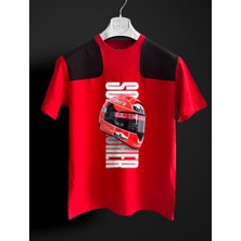 FNBX Schumacher Imzalı Kask Kırmızı Siyah T-Shirt