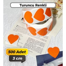 Sb Store Kalp Kesim Turuncu Renkli Çok Amaçlı Etiket 3 cm 500 Adet