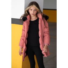 Bilen Kids Pembe Kürklü Içi Astarlı Çıkarılabilir Kapüşonlu Kız Çocuk Mont 19055