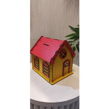 Mediterian Büyük ahşap ev kumbara, şık ve doğal tasarım, güzel hediye seçeneği