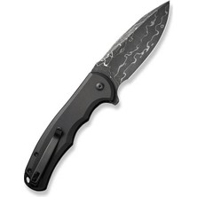 Civivi Button Lock Praxis Aluminum Black Damascus Çakı