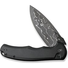 Civivi Button Lock Praxis Aluminum Black Damascus Çakı