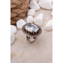 Sümer Telkari Kuvars Taşlı Tel Sarma Elişi Gümüş Yüzük 45