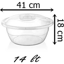 ALMITAL 4'lü Set Plastik 14-10-7-4,5 Litre Kapaklı Hamur Leğeni Saklama Kabı Şeffaf