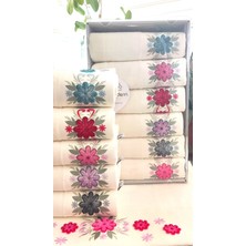 A.Z.H. (6.Lı Set) Annem 50 x 90   cm  . Özel Tafting Nakışlı Kadife Çeyizlik Lüks Havlu Seti
