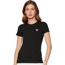 Guess Kadın Guess Üçgen Logolu T-Shirt / Siyah