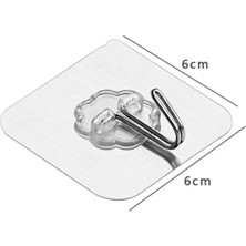 ALMITAL 8 Adet 6x6 cm Şeffaf Kendinden Yapışkanlı Kancalı Suya Dayanıklı Güçlü Askı