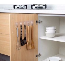 ALMITAL 8 Adet 6x6 cm Şeffaf Kendinden Yapışkanlı Kancalı Suya Dayanıklı Güçlü Askı