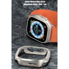 Newface Apple Watch Uyumlu Ultra 49MM Movenchy Mo-Wt3 Alüminyum Camlı Kasa Ekran Koruyucu - Gold 13