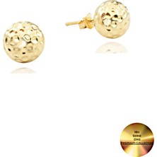18K Serie Oro Dövme Küre Kadın Gümüş Küpe 9 mm