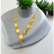 Hg.Aksesuar Kadın Dorika Toplu Çeyrek Altınlı Altın Kaplama Kolye