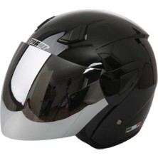 Sway Kask SW-733 Parlak Siyah Aynalı Camlı