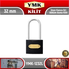 YMK Uzun Kanca Gri Döküm Asma Kilit 32 mm YMK-1232L