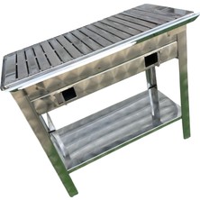 Topsöken Kömürlü Mangal Sehpalı Paslanmaz 35 x 60 cm Havalandırma Ayarlı