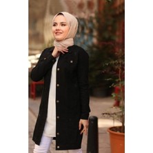 Pamuk Butik Kadın Siyah Denim Kot Ceket Trend Kalıp Esnek Kumaş ile Şık Tasarım