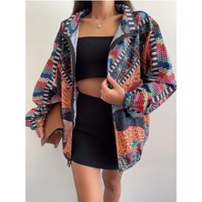 By Srt Giyim Unisex Paraşüt Kumaş Baskılı Oversize Rüzgarlık Yağmurluk