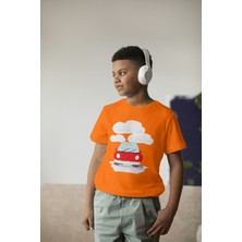 Bubuga Erkek Çocuk Pamuk Kırmızı Araba Baskılı Kısa Kol Tshirt
