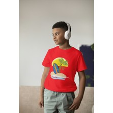Bubuga Erkek Çocuk Pamuk Surf Baskılı Kısa Kol Tshirt
