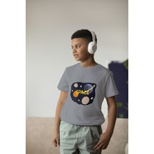 Bubuga Erkek Çocuk Pamuk Space Baskılı Kısa Kol Tshirt