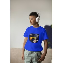 Bubuga Erkek Çocuk Pamuk Space Baskılı Kısa Kol Tshirt