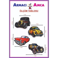 Armacı Amca Ütü Işe Yapışan Örme Kumaş Arma Pratik Yama Tekstil Patch 4 Adet Klasik Arabalar Srı Vosvos  Kırmızı Kadillak