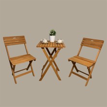 Mis Dekor Ahşap Balkon Bahçe Mutfak 3'Lü Bistro Set 2 Sandalye 1 Masa Takım