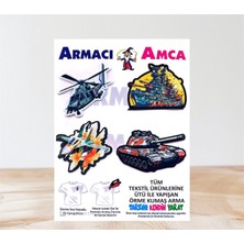 Armacı Amca Ütü Ile Yapışan Örme Kumaş Arma Pratik Yama Tekstil Patch 4 Adet Savaş Uçağı Tank Kelikopter Hemi