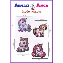 Armacı Amca Ütü Ile Yapışan 4 Adet Örme Kumaş Arma Yırtık Kapatıcı Pratik Yama Tekstil Patch Rengarenk Sevimli At Lar