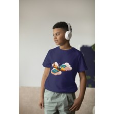 Bubuga Erkek Çocuk Pamuk Uçak Baskılı Kısa Kol Tshirt