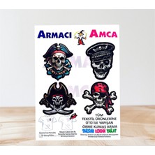 Armacı Amca Ütü Ile Yapışan 4 Adet Örme Kumaş Arma Yırtık Kapatıcı Pratik Yama Tekstil Patch Renkli Tarz Kuru Kafalar