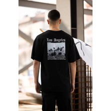 Koflandy Unisex Bisiklet Yaka Baskılı Oversize T-Shirt - Siyah