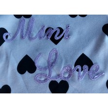 Baby Mii Mini Love Nakışlı Kalp Baskılı Lila Tulum