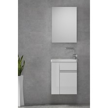 Alfa Banyo Raflı Miniço Ebeveyn 50 cm x 32 cm Ayna Dolaplı Lavabolu Mdf Banyo Dolabı Seti**hazır Kurulu**