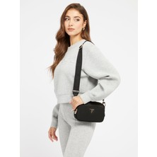 Guess Gemma Saffiano Mini Omuz Çantası Siyah Poliüretan Malzeme İle Şık Ve Ergonomik Tasarım