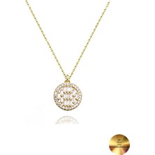 18K Serie Oro Baget Taşlı Minimal Kadın Gümüş Kolye