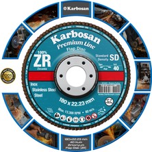 Karbosan Zirkonyum Flap Disk Zımpara (Zr) 40 Kum 180 x 22.23 mm