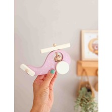 Tiny Miny Wood Ahşap Oyuncak Helikopter Tekerlekli Oyuncak Ahşap Dekoratif Ahşap Oyuncak