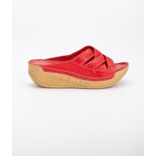 The Dortex Shoes DRTTERY01 Deri Yüksek Ökçeli Kenarları Dikişli Yumuşak Tam Ortopedik Terlik