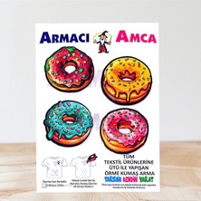 Armacı Amca Ütü Ile Yapışan 4 Adet Örme Kumaş Arma Yırtık Kapatıcı Pratik Yama Tekstil Patch Renk Renk Sarı Yeşil Kahverengi Pembe Çikolata Tatlı Donut Lar