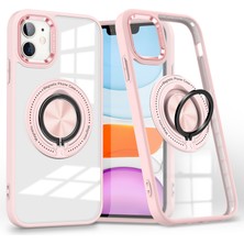 Forestl Digital iPhone 12/12 Pro Manyetik Telefon Kılıfı Kickstand Tpu Çerçeve Şeffaf Pc Arka Kapak-Pembe (Yurt Dışından)