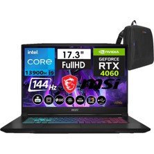 Msı Katana 17 Intel Core I9-13900H 24GB Ddr5 1tb SSD 8GB/RTX4060 Freedos 17.3" 144 Hz Fhd IPS Taşınabilir Bilgisayar B13VFK-1018TRW02+WEBLEGELSINÇANTA