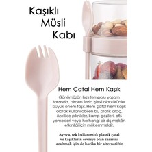 2'li Set Kaşıklı Yoğurt Müsli Saklama, Beslenme Kabı Küçük