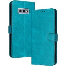 Colorful Shop Kart Yuvası Pu ile Samsung Galaxy S10E Saf Renk Kickstand Için Flip Case (Yurt Dışından)