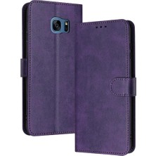 Colorful Shop Kart Yuvası Saf Renk Pu Deri ile Samsung Galaxy S7 Için Flip Case (Yurt Dışından)