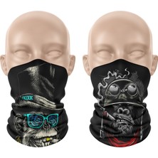 Dair Aksesuar 2'li Set Bandana Erkek Bandana Kadın Bandana Motosiklet Bandana Boyunluk Balaklava Outdoor Maske