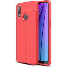 Newface Samsung Galaxy A10S Kılıf Focus Derili Silikon - Kırmızı 13