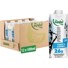 Pınar Vanilya Aromalı Proteinli Süt 500 ml x 12 Adet