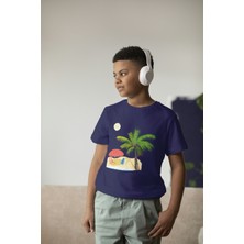 Bubuga Erkek Çocuk  Pamuk Premium Palmiye Baskılı Kısa Kol Tshirt