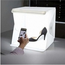 Xnews 20 x 20 cm Profesyonel Stüdyo LED Işıklı Çift Sıra Ürün Fotoğraf Çekim Çadırı