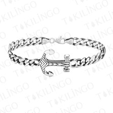 Takılingo 925 Ayar Gümüş Denizci Çapa Motifli Erkek Bileklik